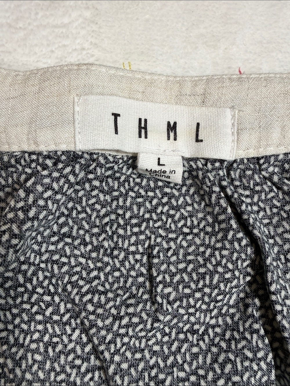 Anthropologie THML Black Speckled Tank with Colorful Embroidered Collar - Picture 2 of 7